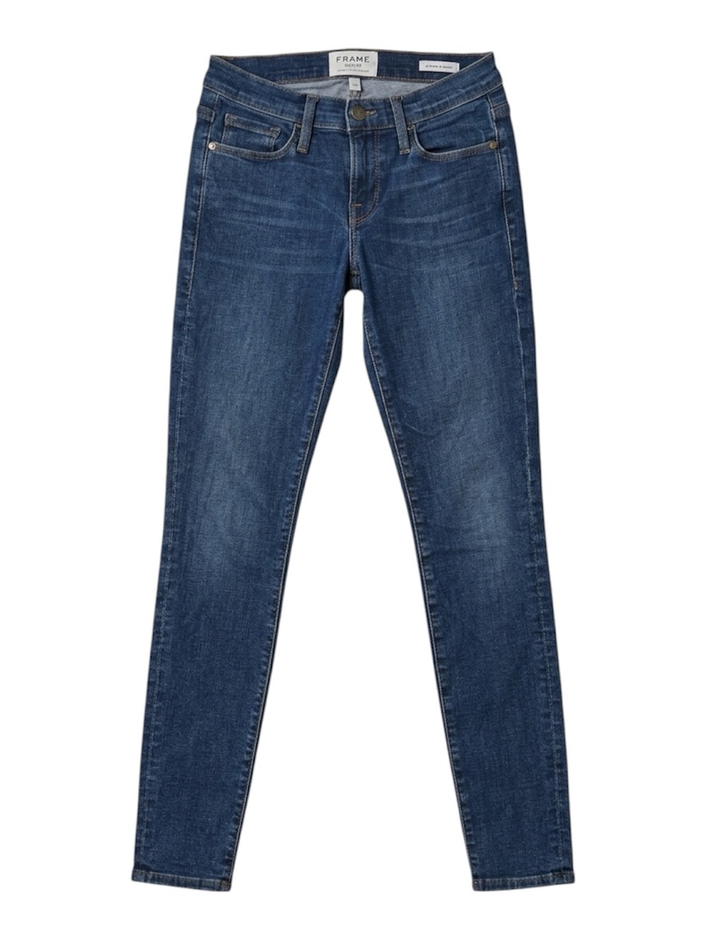 FRAME Le Skinny de Jeanne Skinny Jeans Medium Blue Indigo Wash Stretch Denim 26
